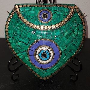 Green and Blue Mosaic Clutch